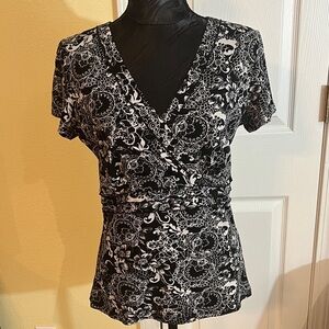Charter Club Black and White Floral Blouse